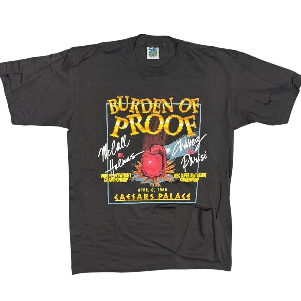Vintage 90s Burden of Proof Boxing Promo Tee Single Stitch‎ THRASHED USA Large
